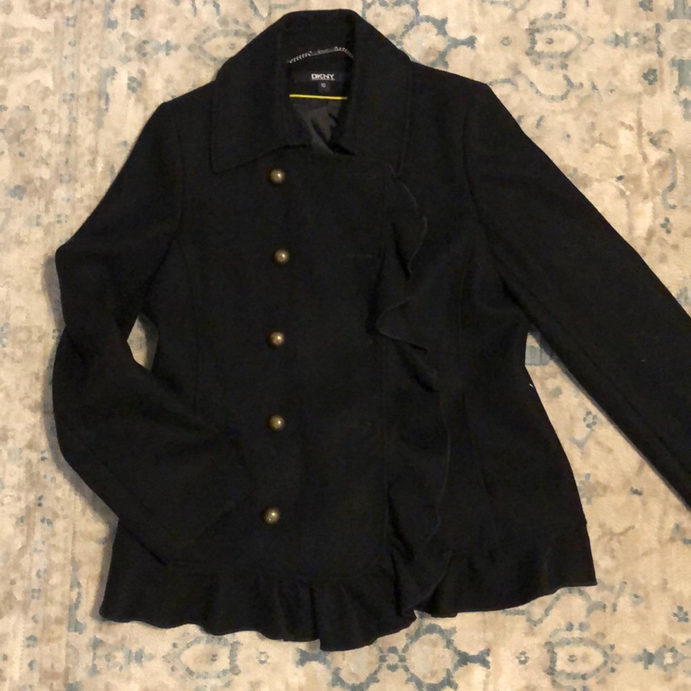 Double breasted black pea coat